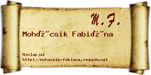 Mohácsik Fabiána névjegykártya